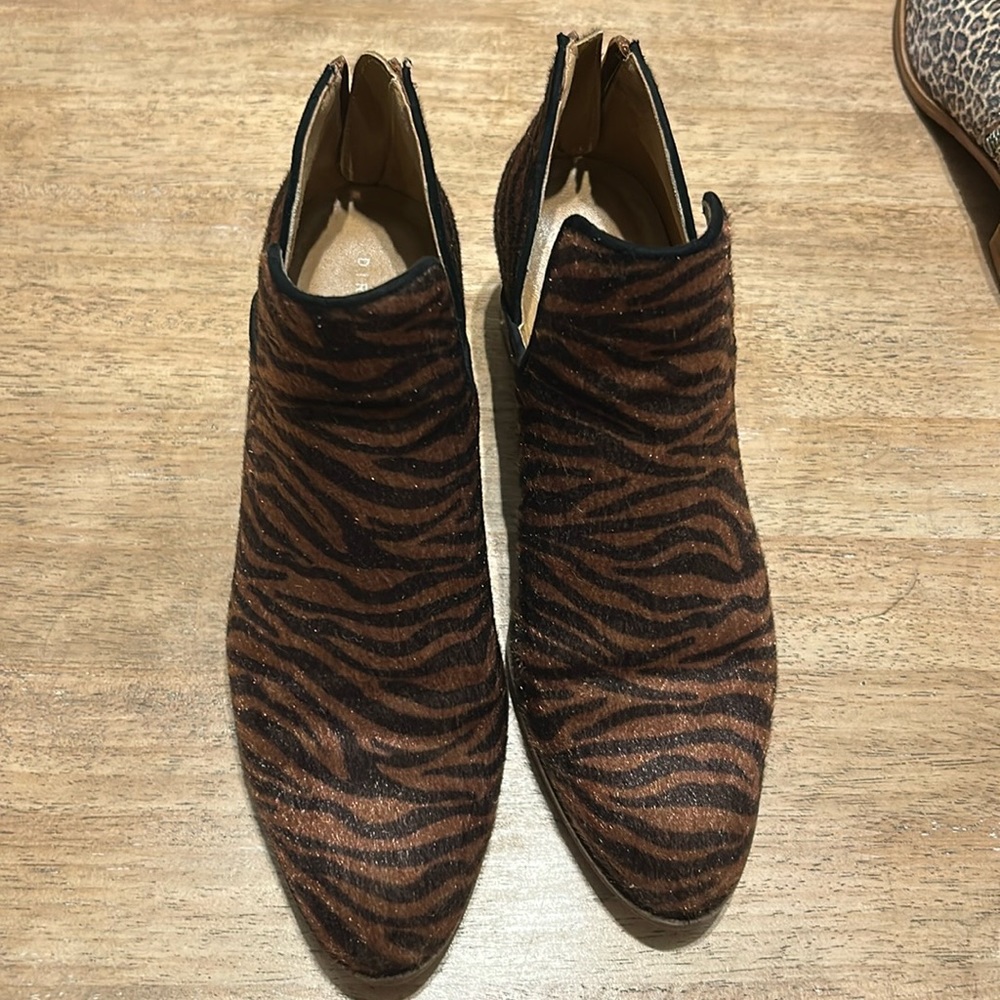 Tiger striped booties, size 7.5